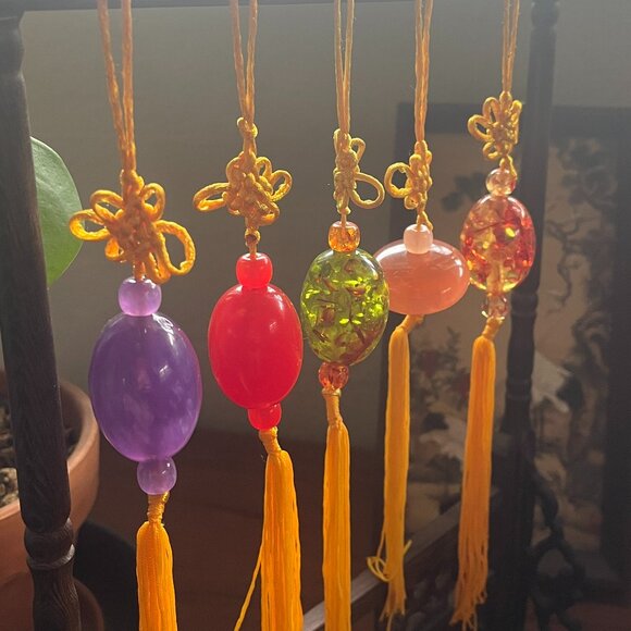 Hanging Decorative Tassel 10 Inch Tall Multi Color Gemstones - Picture 1 of 4